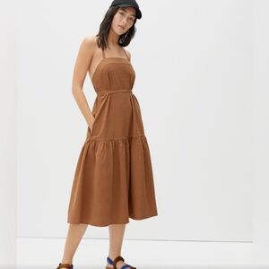Everlane the Pinafore midi dress (ash brown, 0)